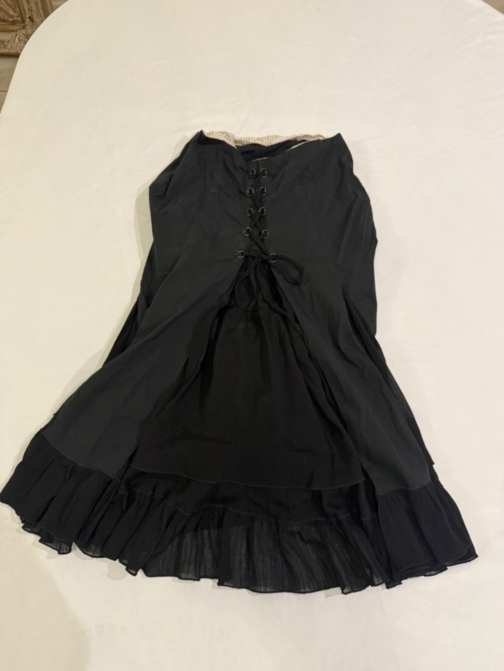 DECA DeVous a Nous Black Chiffon Western Boho Lace-Up Skirt Women’s Size 1